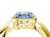 Yellow gold Fancy Blue Asscher  Cut Diamond Halo Engagement Ring with Split Shank and Four-Prong Setting_50