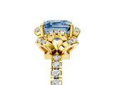 Yellow gold Fancy Blue Asscher Cut Diamond Halo Pave Band with Four-Prong Setting_20