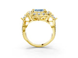 Yellow gold Fancy Blue Asscher Cut Diamond Halo Ring with Pavé Band and Four-Prong Setting_21