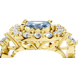 Yellow gold Fancy Blue Asscher Cut Diamond Halo Ring with Pavé Band and Four-Prong Setting_22