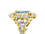 Yellow gold Fancy Blue Asscher Cut Diamond Halo Ring with Pavé Band and Four-Prong Setting_23