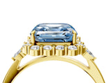 Yellow gold Fancy Blue Asscher Cut Diamond Halo Ring with Pear Side Stones and Prong Setting_37