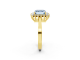 Yellow gold Fancy Blue Asscher  Cut Diamond Halo Ring with Round Brilliant Halo and Solitaire Band_35