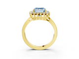 Yellow gold Fancy Blue Asscher  Cut Diamond Halo Ring with Round Brilliant Halo and Solitaire Band_36