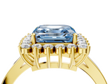 Yellow gold Fancy Blue Asscher  Cut Diamond Halo Ring with Round Brilliant Halo and Solitaire Band_37