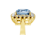 Yellow gold Fancy Blue Asscher  Cut Diamond Halo Ring with Round Brilliant Halo and Solitaire Band_38