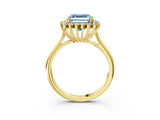 Yellow gold Fancy Blue Asscher  Cut Diamond Halo Ring with Solitaire Band and Prong Setting_44