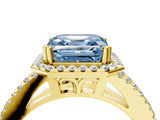 Yellow gold Fancy Blue Asscher Cut Diamond Halo Split Shank Engagement Ring_43