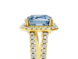 Yellow gold Fancy Blue Asscher Cut Diamond Halo Split Shank Engagement Ring_44