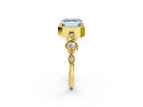 Yellow gold Fancy Blue Asscher  Cut Diamond Milgrain Marquise Band with Prong Setting_5