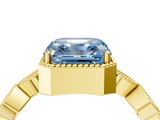 Yellow gold Fancy Blue Asscher  Cut Diamond Milgrain Marquise Band with Prong Setting_7