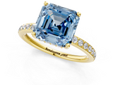 Yellow gold Fancy Blue Asscher  Cut Diamond Pavé Band Ring with Four-Prong Setting_18