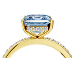 Yellow gold Fancy Blue Asscher  Cut Diamond Pavé Band Ring with Four-Prong Setting_21