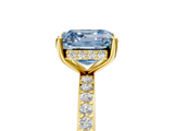 Yellow gold Fancy Blue Asscher  Cut Diamond Pavé Band Ring with Four-Prong Setting_22