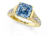 Yellow gold Fancy Blue Asscher  Cut Diamond Pavé Band Solitaire with Four-Prong Setting_16