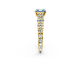 Yellow gold Fancy Blue Asscher  Cut Diamond Pavé Band Solitaire with Four-Prong Setting_17