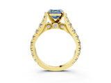 Yellow gold Fancy Blue Asscher  Cut Diamond Pavé Band Solitaire with Four-Prong Setting_18