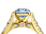 Yellow gold Fancy Blue Asscher  Cut Diamond Pavé Band Solitaire with Four-Prong Setting_19