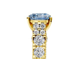 Yellow gold Fancy Blue Asscher  Cut Diamond Pavé Band Solitaire with Four-Prong Setting_20