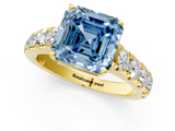 Yellow gold Fancy Blue Asscher  Cut Diamond Pavé Band Solitaire with Four-Prong Setting_4