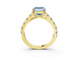 Yellow gold Fancy Blue Asscher  Cut Diamond Pavé Band Solitaire with Four-Prong Setting_6