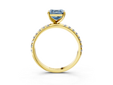 Yellow gold Fancy Blue Asscher  Cut Diamond Pavé Band Solitaire with Four-Prong Setting_6