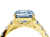 Yellow gold Fancy Blue Asscher  Cut Diamond Pavé Band Solitaire with Four-Prong Setting_7