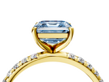 Yellow gold Fancy Blue Asscher  Cut Diamond Pavé Band Solitaire with Four-Prong Setting_7
