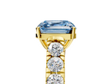 Yellow gold Fancy Blue Asscher  Cut Diamond Pavé Band Solitaire with Four-Prong Setting_8