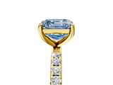 Yellow gold Fancy Blue Asscher  Cut Diamond Pavé Band Solitaire with Four-Prong Setting_8