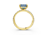 Yellow gold Fancy Blue Asscher  Cut Diamond Pavé Band with Four-Prong Setting_20