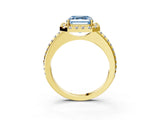 Yellow gold Fancy Blue Asscher Cut Diamond Pavé Halo Ring with Four-Prong Setting_37