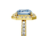 Yellow gold Fancy Blue Asscher Cut Diamond Pavé Halo Ring with Four-Prong Setting_39