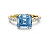 Yellow gold Fancy Blue Asscher Cut Diamond Pavé Solitaire Engagement Ring with Four-Prong Setting_33