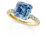 Yellow gold Fancy Blue Asscher Cut Diamond Pavé Solitaire Engagement Ring with Four-Prong Setting_34
