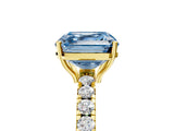 Yellow gold Fancy Blue Asscher Cut Diamond Pavé Solitaire Engagement Ring with Four-Prong Setting_38