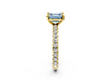Yellow gold Fancy Blue Asscher Cut Diamond Pavé Solitaire Ring with Round Band and Prong Setting_14