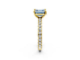 Yellow gold Fancy Blue Asscher Cut Diamond Pavé Solitaire Ring with Round Band and Prong Setting_26