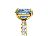 Yellow gold Fancy Blue Asscher Cut Diamond Pavé Solitaire Ring with Round Band and Prong Setting_29