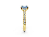 Yellow gold Fancy Blue Asscher Cut Diamond Pave Band Solitaire Ring with Four-Prong Setting_19