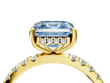 Yellow gold Fancy Blue Asscher Cut Diamond Pave Band Solitaire Ring with Four-Prong Setting_21