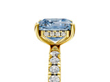 Yellow gold Fancy Blue Asscher Cut Diamond Pave Band Solitaire Ring with Four-Prong Setting_22