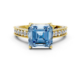 Yellow gold Fancy Blue Asscher  Cut Diamond Pave Band with Four-Prong Setting_35