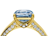 Yellow gold Fancy Blue Asscher  Cut Diamond Pave Band with Four-Prong Setting_37