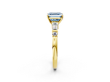 Yellow gold Fancy Blue Asscher  Cut Diamond Ring with Baguette Side Stones, Channel Set Band, and Four-Prong Setting_17