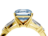 Yellow gold Fancy Blue Asscher  Cut Diamond Ring with Baguette Side Stones, Channel Set Band, and Four-Prong Setting_19