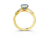 Yellow gold Fancy Blue Asscher  Cut Diamond Ring with Baguette Side Stones, Channel Set Band, and Four-Prong Setting_27