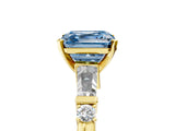 Yellow gold Fancy Blue Asscher  Cut Diamond Ring with Baguette Side Stones, Channel Set Band, and Four-Prong Setting_29