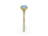Yellow gold Fancy Blue Asscher  Cut Diamond Ring with Pavé Band and Four-Prong Setting_19