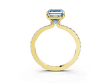 Yellow gold Fancy Blue Asscher  Cut Diamond Ring with Pavé Band and Four-Prong Setting_20